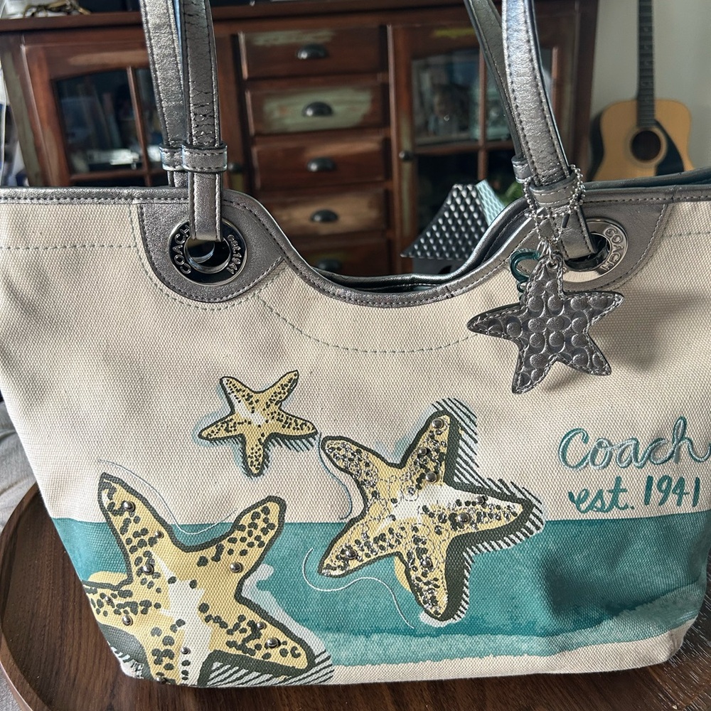 Coach LIMITED EDITION canvas and leather beach tote